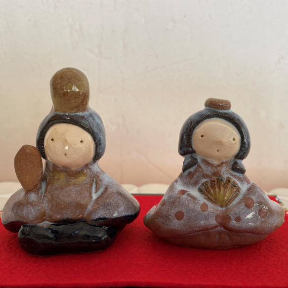 手作り陶器のお雛様￼ 定番人気，大得価 手作り器 とぼねるの「陶器のお雛様A」