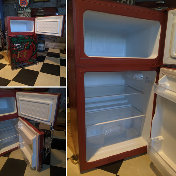 アメリカンヴィンテージな家 ラットフィンク 赤色 冷凍冷蔵庫（改）隠し金庫  #ガレージライフ #工具入れ #ツール 7枚目の画像