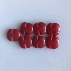 アンティーク ボタン 7個　ビンテージ 昭和 レトロ 個性的 ハンドメイド素材 日本製 ポップ アクセ レッド　赤 6枚目の画像