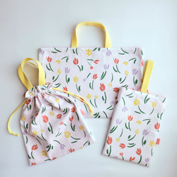 ハンドメイドレッスンバッグ 他 【3点セット】入園・入学セット♡花束&蝶々 ハンドメイドレッスンバッグ 他 【3点セット】入園・入学セット