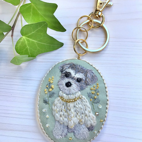 春色新作2023 シュナウザー 犬 動物 キーホルダー ビーズ ハンドメイド 