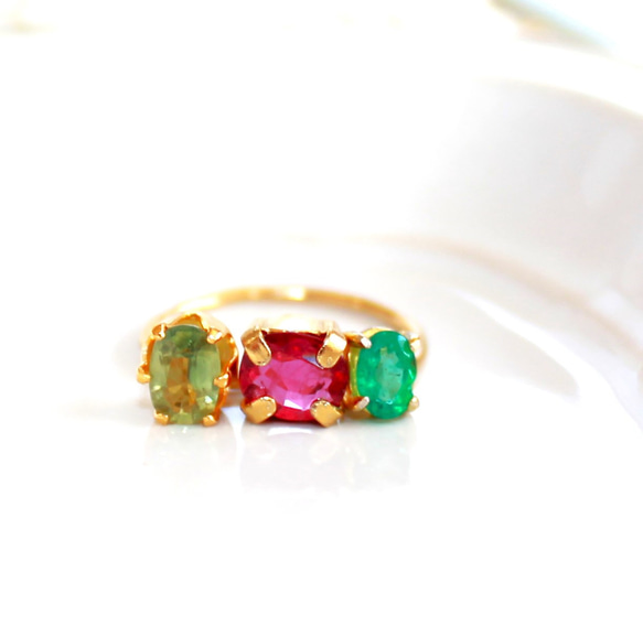 - botanical stone - Color Sapphire & Ruby & Emerald Ring 1枚目の画像