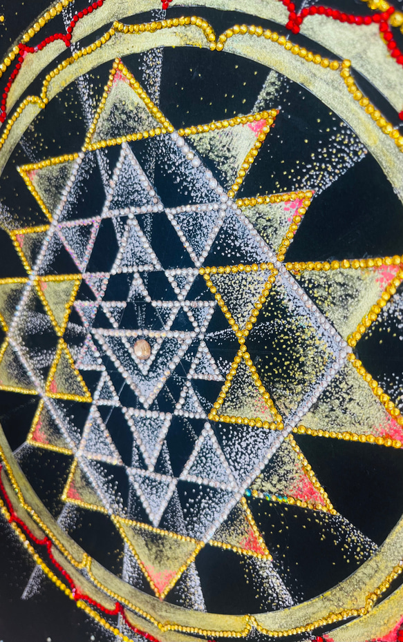 （原画）豊かさ、繁栄のシュリヤントラの点描画スワロフスキー仕上げLayers of Dimensions 54 3枚目の画像