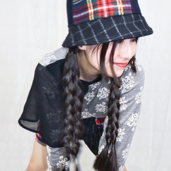 splicing design bucket hat 0005BN meikeiin handmade 11枚目の画像