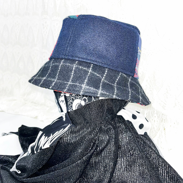 splicing design bucket hat 0005BN meikeiin handmade 7枚目の画像