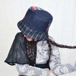 splicing design bucket hat 0005BN meikeiin handmade 10枚目の画像