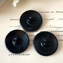 【送料無料】3個 1930s チェコ製 大きい アンティーク ヴィンテージ 黒ガラスボタン 素材 [EY8426] 4枚目の画像