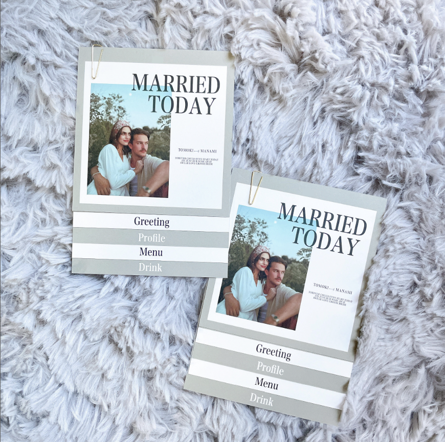 ■ジィール風■  結婚式プロフィールメニューカード／ハトメ無し　5set  席次表