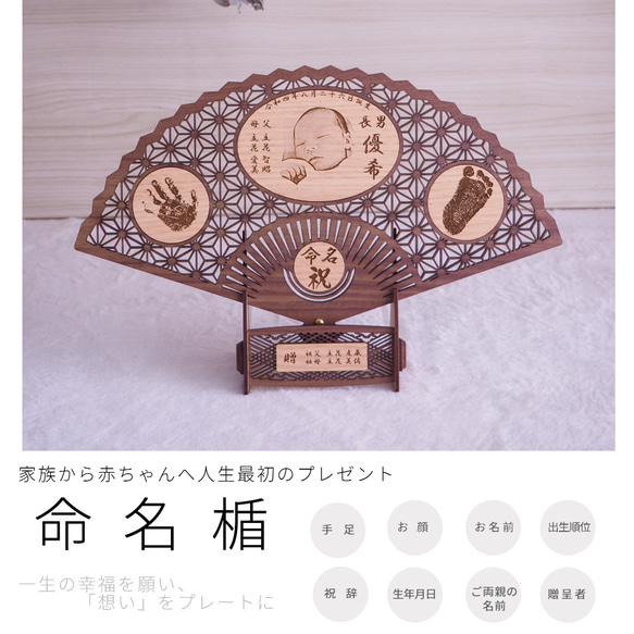 [SDGｓ無料ラッピングつき] 命名盾　大切な命に愛をこめて、一生の幸福を願い「想い」をプレートに。命名楯　命名書　 1枚目の画像