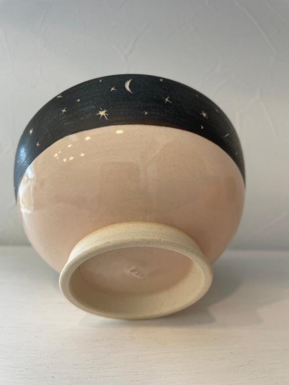 『受注生産』星空のご飯茶碗(M) ピーチピンク釉　shin. pottery studio 簡易不織布ラッピング無料 3枚目の画像