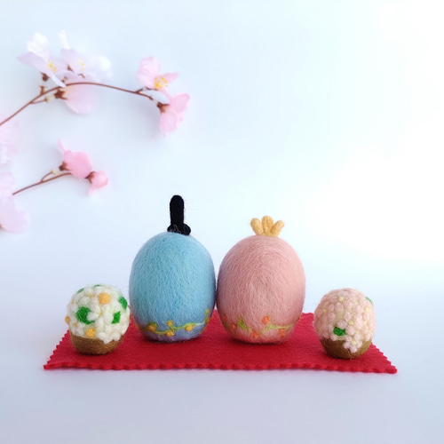 (専用)  羊毛フェルト  桃の節句  トイプードルちゃんのひな祭り飾り ふわふわトイプードルちゃんの可愛いお雛様人形 羊毛フェルト くみ
