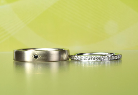 シャンパンゴールドのメンズ＆エタニティーの結婚指輪セット MG-114 2枚目の画像
