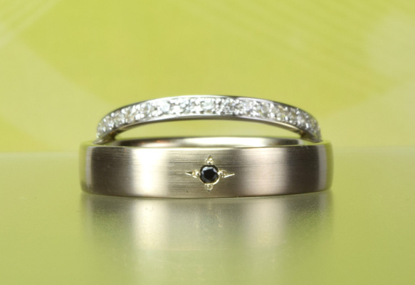 シャンパンゴールドのメンズ＆エタニティーの結婚指輪セット MG-114 3枚目の画像
