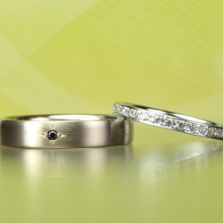 シャンパンゴールドのメンズ＆エタニティーの結婚指輪セット MG-114 1枚目の画像