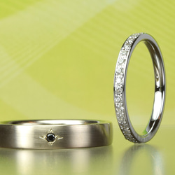 シャンパンゴールドのメンズ＆エタニティーの結婚指輪セット MG-114 4枚目の画像