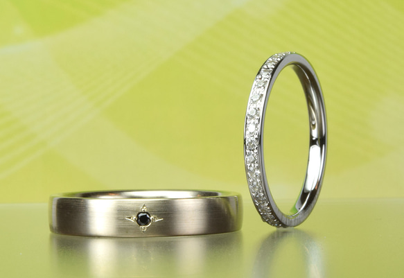 シャンパンゴールドのメンズ＆エタニティーの結婚指輪セット MG-114 4枚目の画像