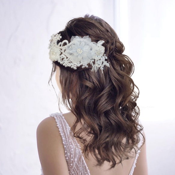 ◎レースのヘッドドレス［オーガンジーフラワー］ ヘッドドレス