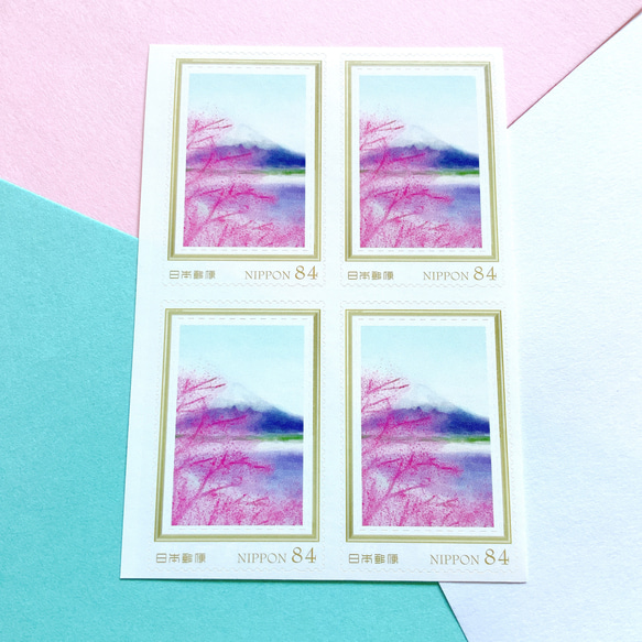 富士山と桜　84円切手　シール切手　10枚セット　かわいい　キレイ　自然　封筒　手紙　便箋　お便り　ハガキ 2枚目の画像