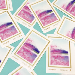 富士山と桜　84円切手　シール切手　10枚セット　かわいい　キレイ　自然　封筒　手紙　便箋　お便り　ハガキ 1枚目の画像
