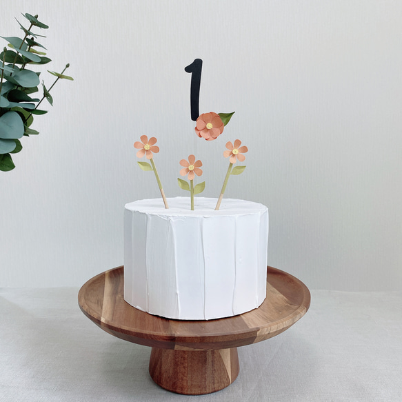 ケーキトッパー/フォトプロップス　１歳バースデー　１年お祝い　花 4枚目の画像