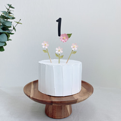 ケーキトッパー/フォトプロップス　１歳バースデー　１年お祝い　花 2枚目の画像