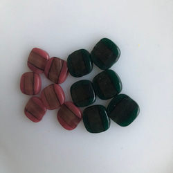 アンティーク ボタン 6個　ビンテージ 昭和 レトロ 個性的 ハンドメイド素材 日本製 ポップ アクセ ピンク　グリーン 3枚目の画像