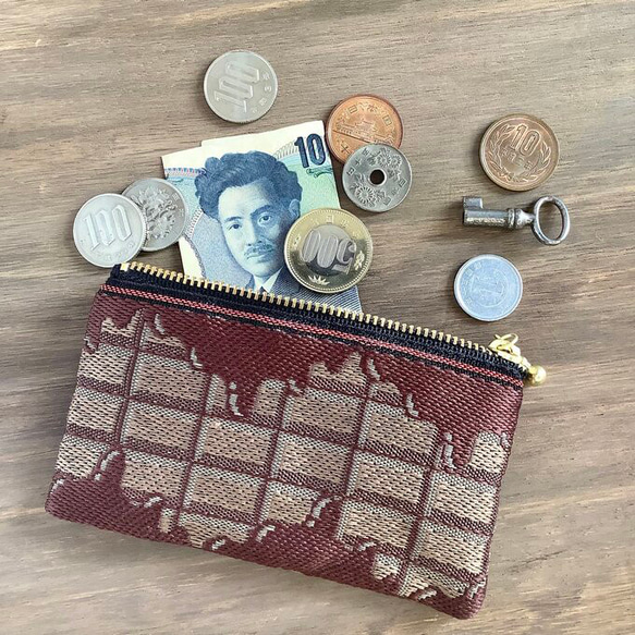 畳縁　硬幣錢包　名片夾　巧克力吧　日式　棕色的 第4張的照片