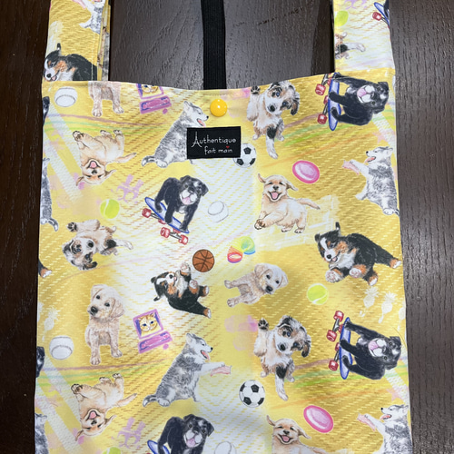 エコバッグ・コンビニサイズ☆撥水加工生地/MEZAME・仔犬柄 エコバッグ 