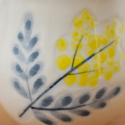 クリームマットのペアマグカップ　ミモザ柄　✢結婚祝い結婚記念日にも✢ 16枚目の画像