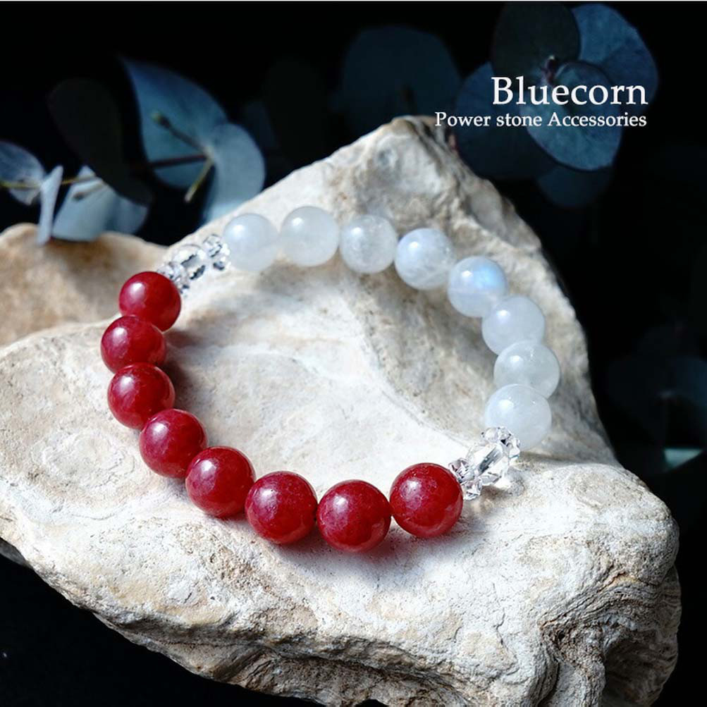 【ありのままのあなたの魅力を】最高品質 ロードナイト・ムーンストーン ＆ ヒマラヤ水晶 バイカラー ブレスレット 天然石