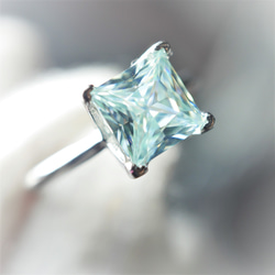 ダイヤモンドの代用品～　宝石質　モアサナイト　3ct　silver925　リング　フリーサイズ　スクエア型 4枚目の画像