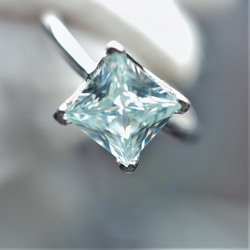 ダイヤモンドの代用品～　宝石質　モアサナイト　3ct　silver925　リング　フリーサイズ　スクエア型 5枚目の画像