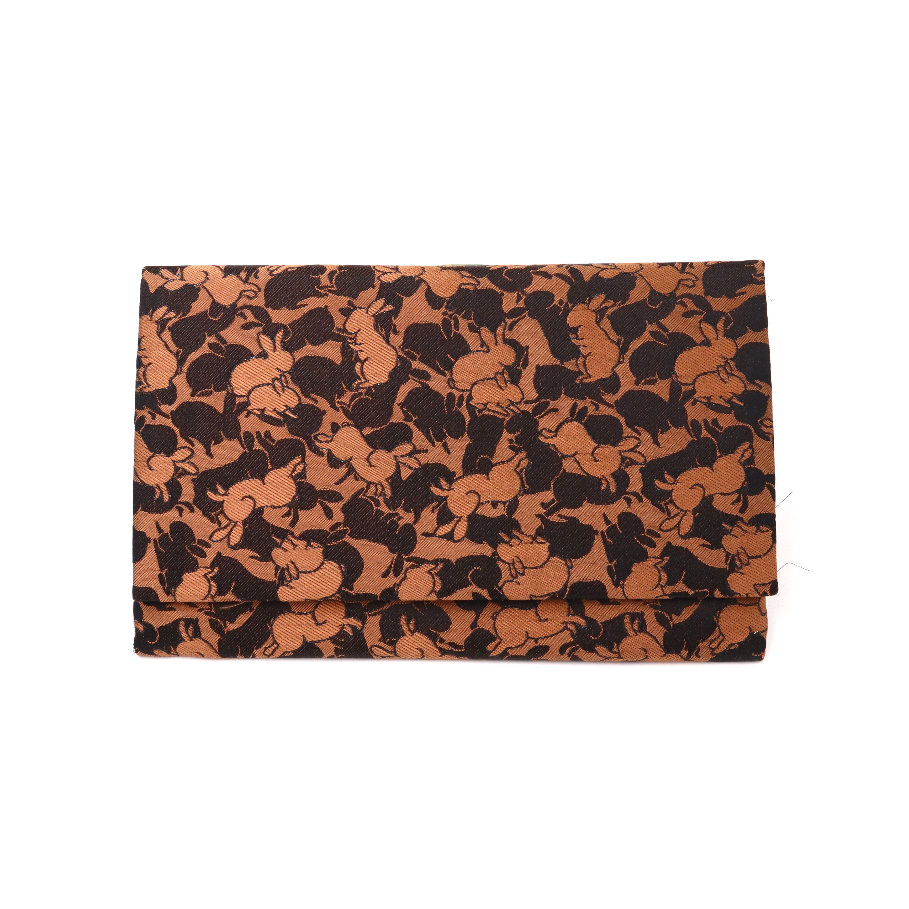 京の錦織　光峯錦織工房　干支の柄を楽しむ　卯年　うさぎの柄　茶黒　数珠入れ