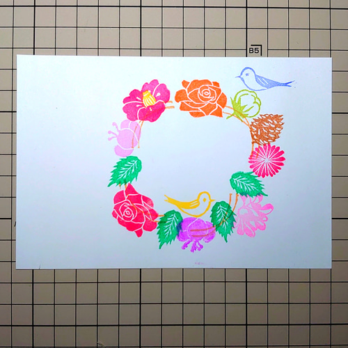 消しゴムはんこ　お花のリース　在庫確認お願いします 消しゴムはんこ お花のリース 在庫確認お願いします 消しゴムはんこ