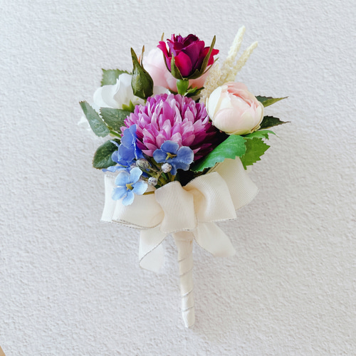 ウェディングブーケ ブートニア付き 造花 アーティフィシャル ウェディングブーケ ブートニア付き 造花 アーティフィシャル