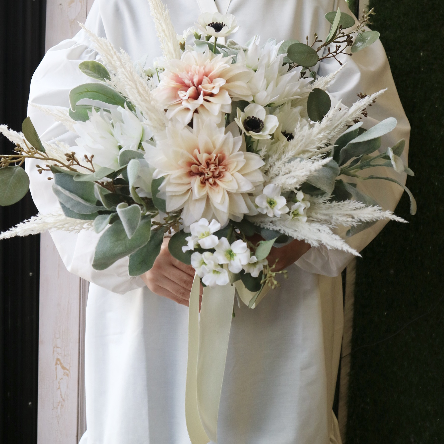 【美品】アーティシャルフラワー ブーケ＆ブートニア＆ヘアパーツセット アーティフィシャルフラワー ブーケ