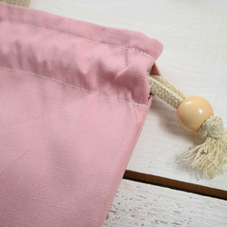 受注制作＜サイズ、ナップサック変更可＞うさぎちゃん体操服入れ（ピンク×シンプルリボン柄）巾着　女の子 5枚目の画像