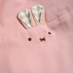 受注制作＜サイズ、ナップサック変更可＞うさぎちゃん体操服入れ（ピンク×シンプルリボン柄）巾着　女の子 4枚目の画像