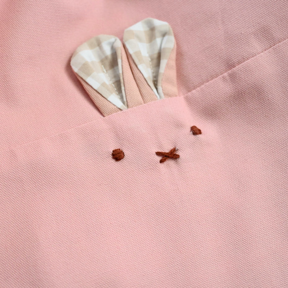 受注制作＜サイズ、ナップサック変更可＞うさぎちゃん体操服入れ（ピンク×シンプルリボン柄）巾着　女の子 4枚目の画像
