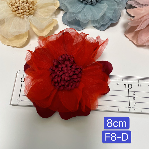 1個／色を選び　／　F8  約8cm カメリア　椿パーツ　薔薇パーツ　コサージュパーツ 7枚目の画像