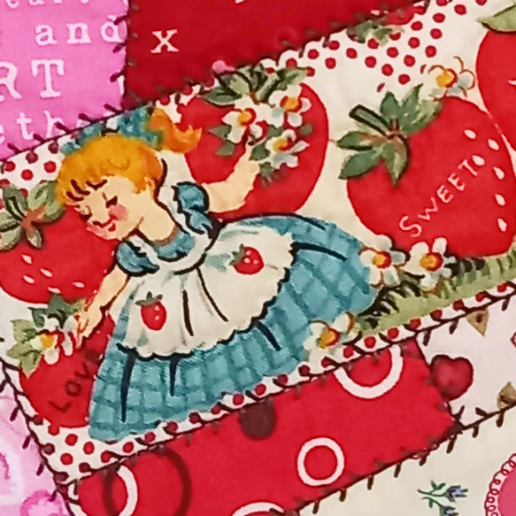 手工小袋復古情人節 30 年代甜草莓中號紅色/粉色草莓古董 第4張的照片