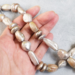 【數量有限】大號淡水珍珠隨機造型銀色獨特短項鍊約46cm+5cm 第6張的照片