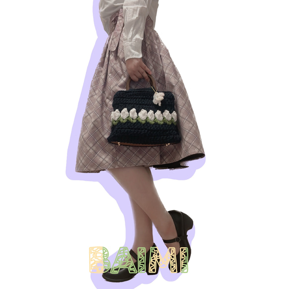 可愛いチェックスカート　韓国風ラップスカート　桜ハンドメイド2023 4枚目の画像