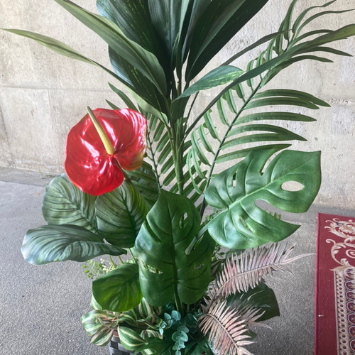 光触媒　人工観葉植物　ウォールグリーン　フェイク　バリ風マッサンとモンステラ 光触媒 人工観葉植物 ウォールグリーン フェイク フラワー