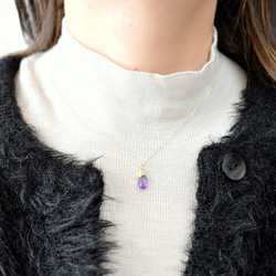 愛情守護石 天然紫水晶和星星項鍊 二月生辰石 第7張的照片