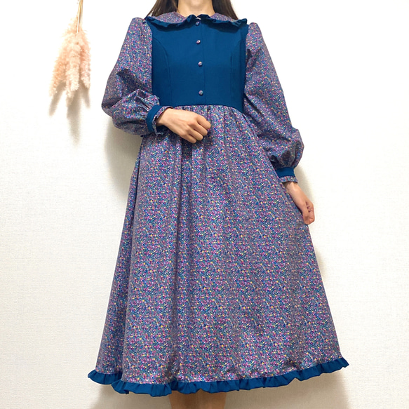 小花柄フリル クラシカル ロングワンピース ワンピース Lappy mily