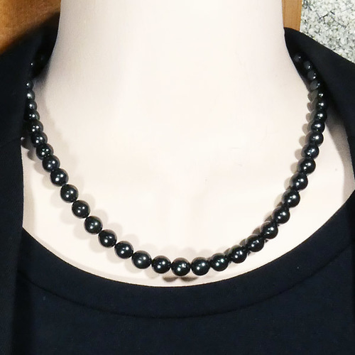 黒真珠アコヤパールネックレス 本真珠 7.0-7.5mm/42cm国産養殖