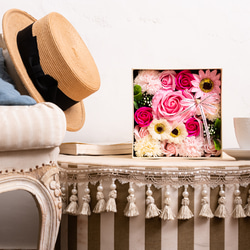 HANAYUKI ソープフラワー ボックス 正方形Lサイズ（ピンク色) 母の日 プレゼント 退職祝い 誕生日プレゼント 4枚目の画像