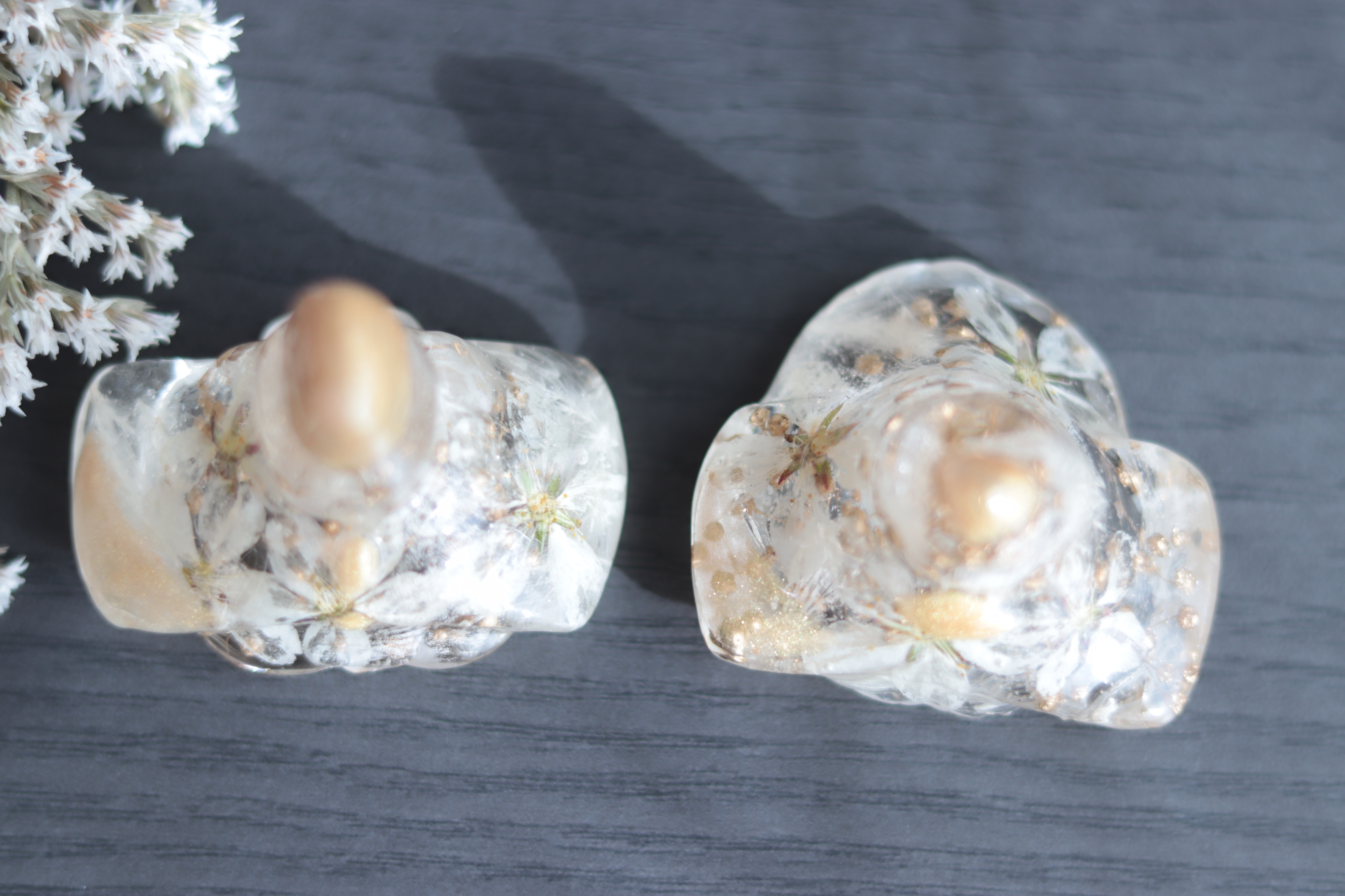 【creema限定・受注製作品】「小花を閉じこめて」固まるハーバリウム“桜”ひな人形”＊プリザーブド&ドライフラワー