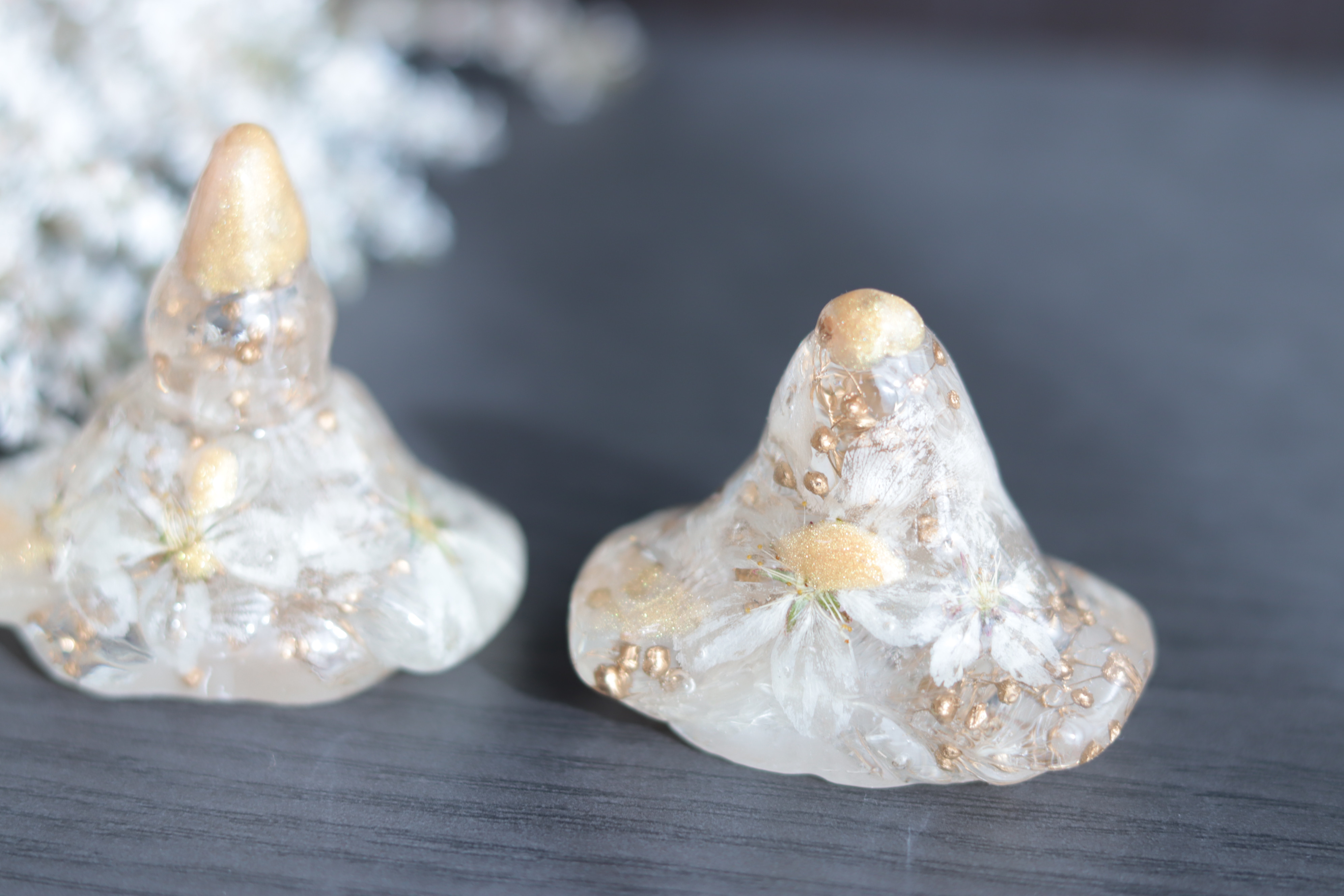 【creema限定・受注製作品】「小花を閉じこめて」固まるハーバリウム“桜”ひな人形”＊プリザーブド&ドライフラワー